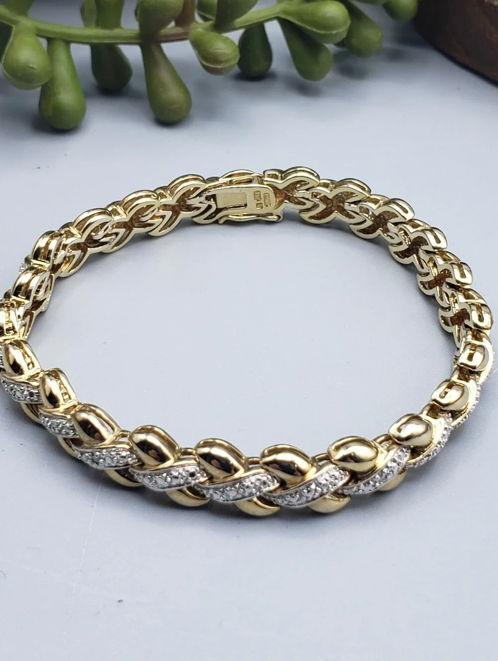 Ross Simons 14k Sterling Silver w/  IJ Graded Diamonds - Tennis XO .925 7.5 in